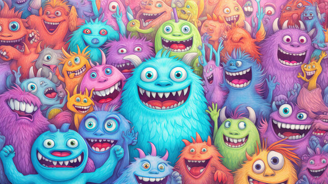 Doodles happy monster background