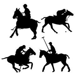 silhouette of people riding a horse in polo sport
