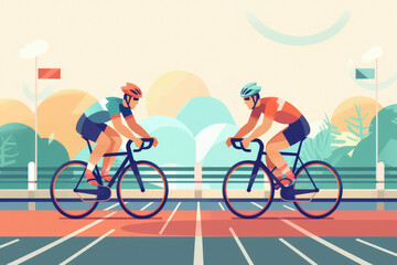 Fototapeta premium Illustrations of cyclists.