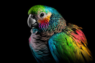 Obraz premium Image of colorful parrot. Pet. Animal. Bird. Illustration. Generative AI.