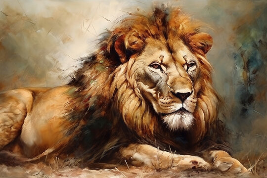 Image of a male lion. Wildlife Animals. Illustration. Generative AI.
