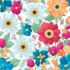 Fototapeta na wymiar floral boho background bright flowers on light background repeatable pattern