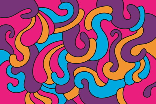 Abstract seamless pattern with wavy lines in bright colors. Vector illustration.