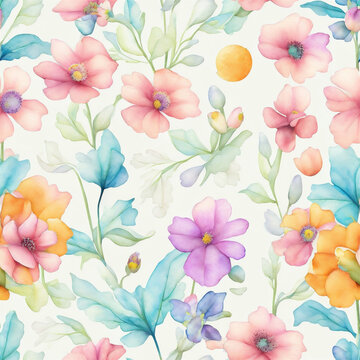 floral boho background bright flowers on light background repeatable pattern