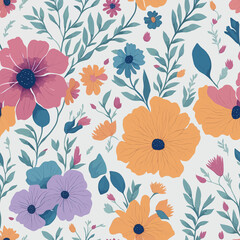 floral boho background bright flowers on light background repeatable pattern