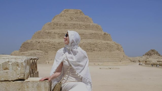 Djoser pyramid also called as Step Pyramid. Archaeological remain.