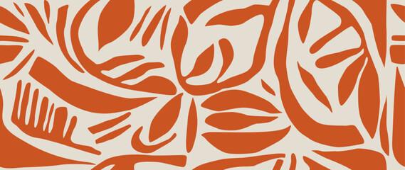 Vector seamless background. Minimalistic abstract floral pattern. Modern red print on a light background. Ideal for textile design, screensavers, covers, cards, invitations and posters.