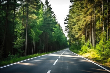 Fototapeta premium A road that passes through the forest.