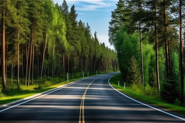 Fototapeta premium A road that passes through the forest.