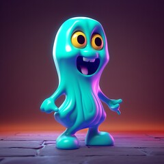 Playful Ghost Cartoon Character with a Boo-tiful Smile