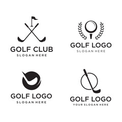Golf ball and stick and golf course logo template design. Logo for professional golf team, golf club, tournament, business, event.