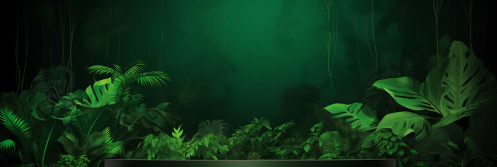Jungle podium background created with technologies, banner, generative AI