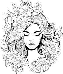 Flower Girl Line Art