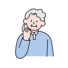 Elderly Man Wondering, Simple Style Vector illustration.