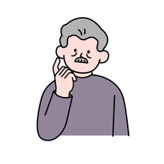 Elderly Man Wondering, Simple Style Vector illustration.