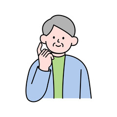Elderly Man Wondering, Simple Style Vector illustration.