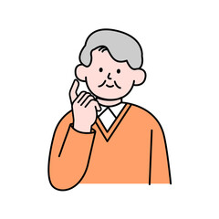 Elderly Man Wondering, Simple Style Vector illustration.