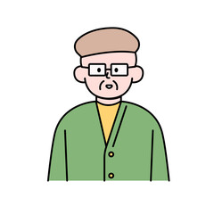 Elderly Man, Simple Style Vector illustration.
