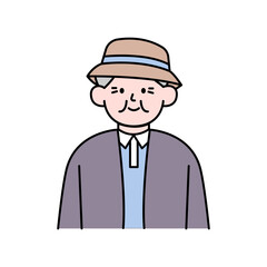 Elderly Man, Simple Style Vector illustration.