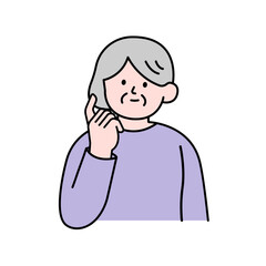 Elderly Woman Wondering, Simple Style Vector illustration.