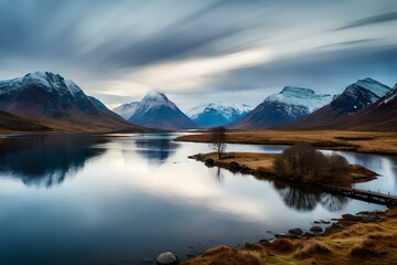 lake in the mountains by AI generating