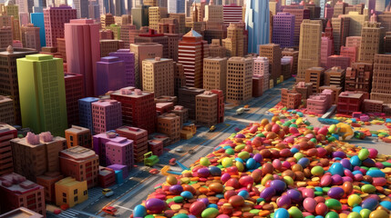 Obraz premium city made of chocolate. Generative AI