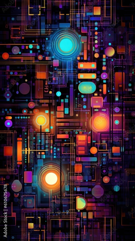 Aufkleber a colorful abstract background with circles and squares. generative ai image.