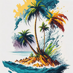 Obraz na płótnie Canvas Palm trees on island
