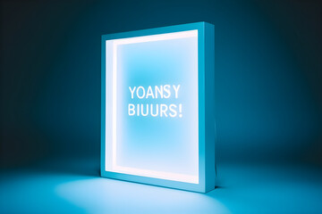  Lightbox with an inscription on a blue background 