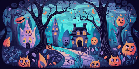 Halloween Background Genarative AI