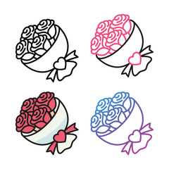 Bouquet icon design in four variation color