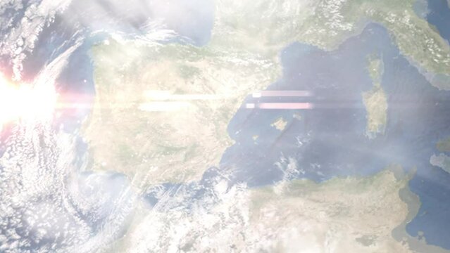 Zoom in from space and focus on Paterna, Spain. 3D Animation. Background for travel intro. Elements of this image furnished by NASA