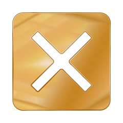 Obraz premium Gold Colored Metal Chrome web icon cancel.