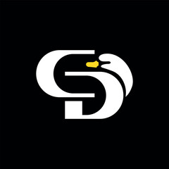 Letter SD with swan goose vector modern logo, letter SD modern logo design template elements