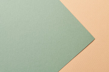 Rough kraft paper background, paper texture beige green colors. Mockup with copy space for text