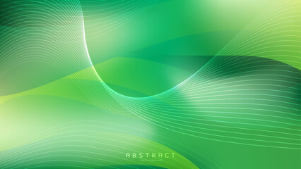 Modern minimalistic abstract background with green white lines ornament.