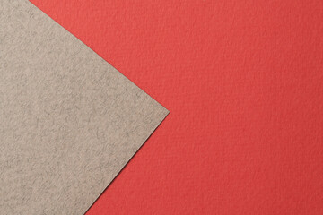 Fototapeta premium Rough kraft paper background, paper texture red gray colors. Mockup with copy space for text