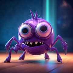 Funny Halloween Spider Cartoon Character Bringing Spooky Laughs