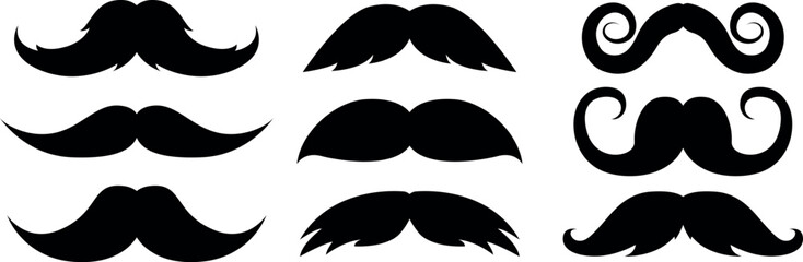 set of mustache. Silhouette