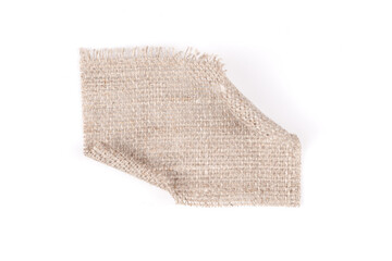 Set of linen pieces isolated cut out on white background with copy space. Fabric samples mockup.