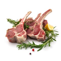 Lamb chops meat isolated on white background. Generative AI