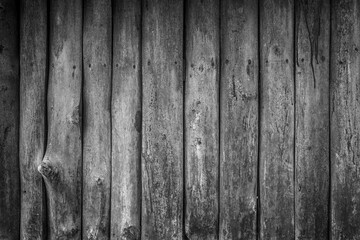 Old wood plank texture background with black and white filter