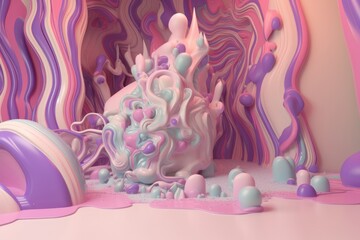 Pastel Psychedelic Trippy Pink and Purple Eye Visualization with Dripping Blobs and Liquid Made with Generative AI 