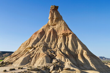 Geological formations of the natural park of Las Bardenas Reales in Navarra, Spain