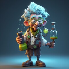 Funny Mad Scientist Halloween Cartoon Character