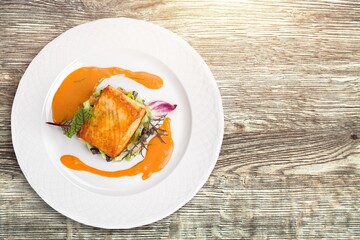Healthy baked tasty fish dish
