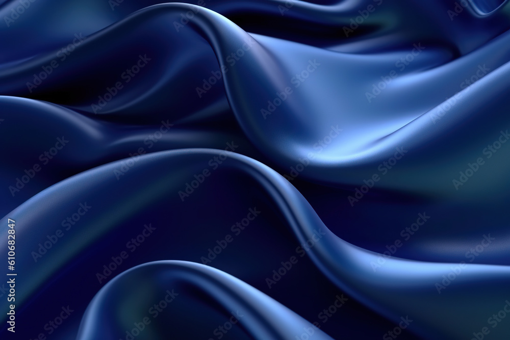 Poster an elegant background in silk satin with a navy blue color gradient, offering a soft and luxurious s