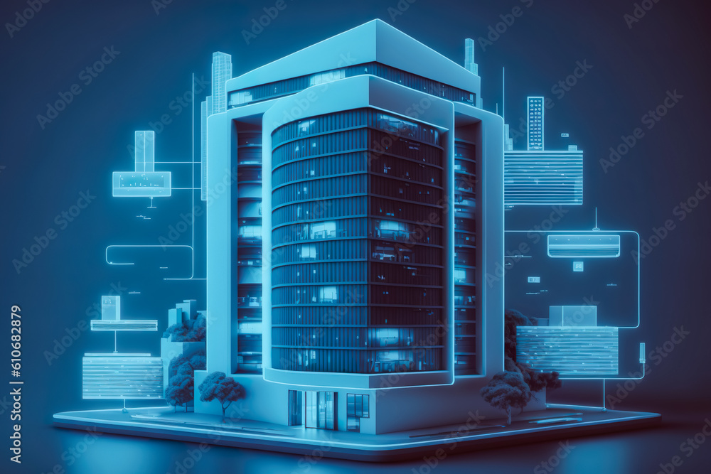 Poster modern smart home systems of smart building , the smart home is isolated background , created with g