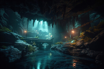 cave in the dark and light is ahead. Generative Ai
