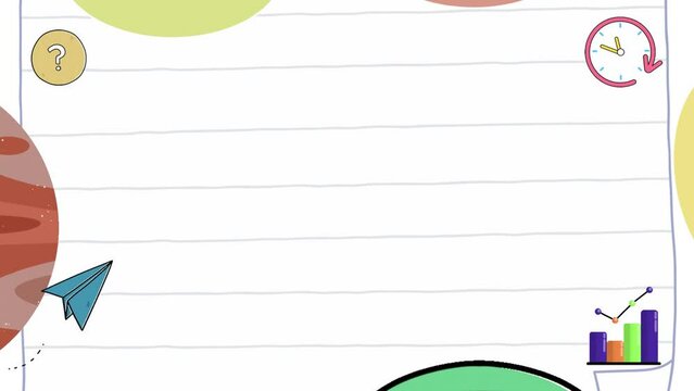 An animation with a striped book background